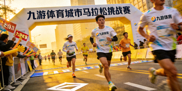 九游体育城市马拉松挑战赛活动现场 - 参赛者穿着九游装备奔跑